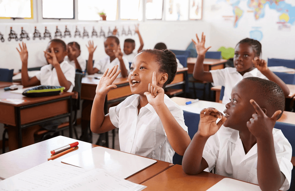A classroom with students